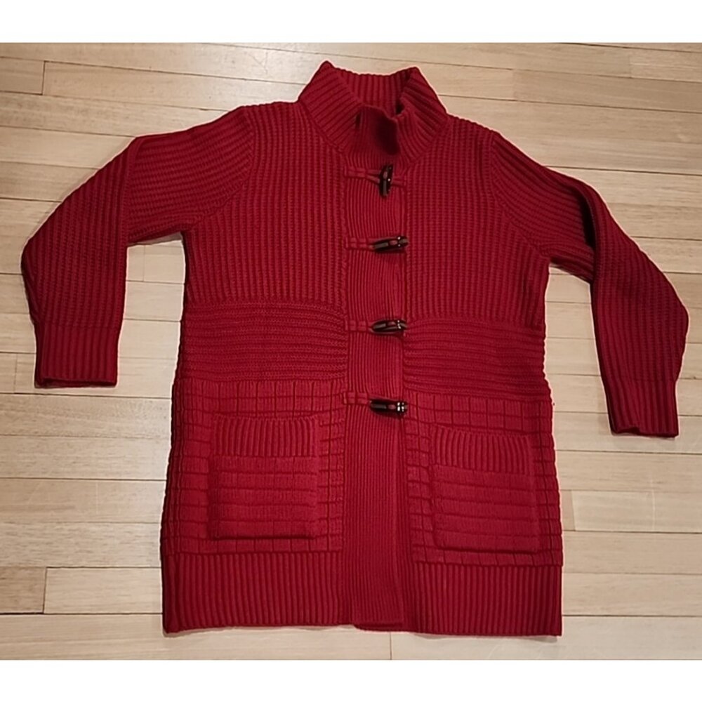 vintage THOMAS RABE Germany sz 8 wool blend Womens long Cardigan Sweater red 42